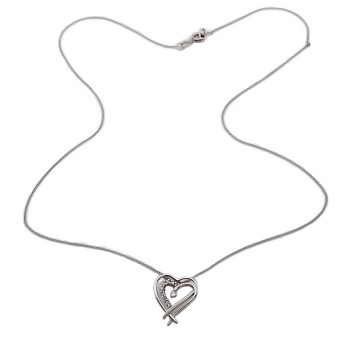 9ct White Gold Diamond Pendant with Chain